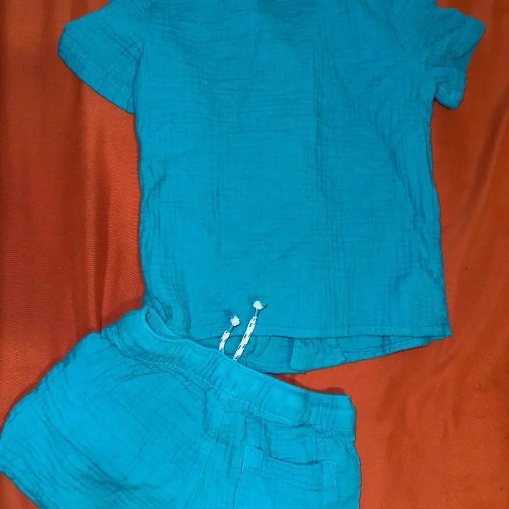 Cat & Jack Toddler Girls 2-Piece Gauze Button-Up Shirt & Shorts Set | Size 5T